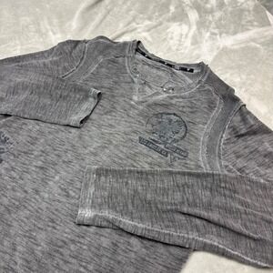 Guess Jeans Los Angeles CA‎ Long Sleeve Gray T-Shirt Mens Large Distressed